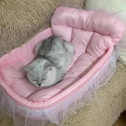 MyGiftHome Gauze-Edged Cat Bed Washable and Removable Pet Mat-Pink