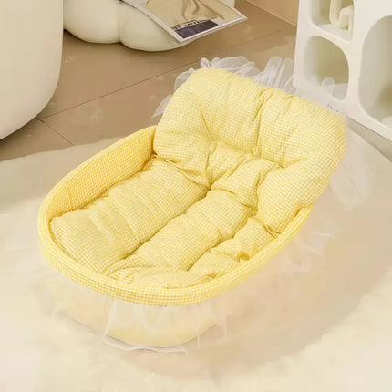 MyGiftHome Gauze-Edged Cat Bed Washable and Removable Pet Mat-Yellow