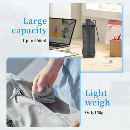 MyGiftHome 20oz Foldable Water Bottle for Travel and Sports
