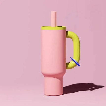 MyGiftHome 40oz Tumbler with Handle Insulated Ice Cup-Pink