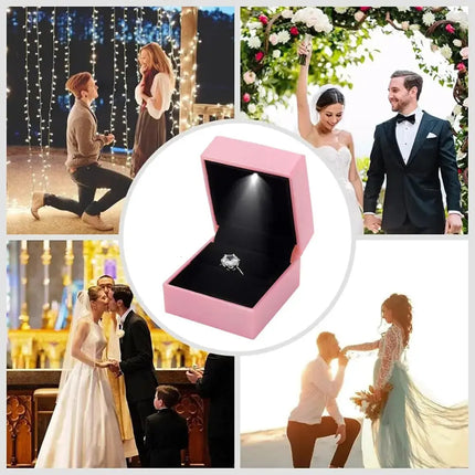 MyGiftHome Ring Box with LED Light Square and Heart Shapes MyGiftHome