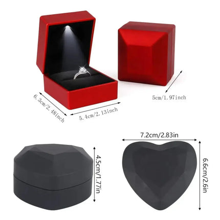 MyGiftHome Ring Box with LED Light Square and Heart Shapes MyGiftHome