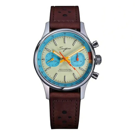 MyGiftHome Men's Mechanical Chronograph Manual Winding Luminous Watch (SUGESS)-Tea Blue