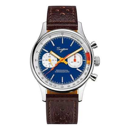 MyGiftHome Men's Mechanical Chronograph Manual Winding Luminous Watch (SUGESS)-Blue