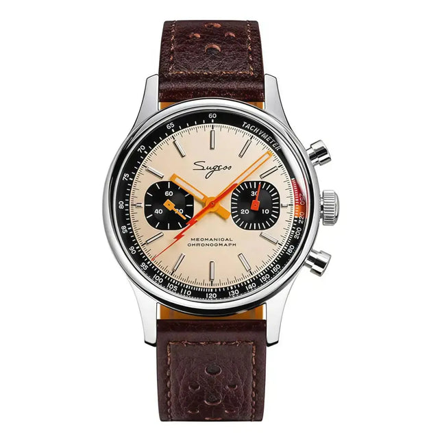 MyGiftHome Men's Mechanical Chronograph Manual Winding Luminous Watch (SUGESS)-Cream