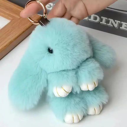MyGiftHome Soft Fluffy Rabbit Keychain Bunny Bag Pendant-Blue