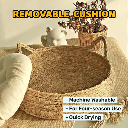 MyGiftHome Vine Woven Cat Bed with Washable Cotton Pad