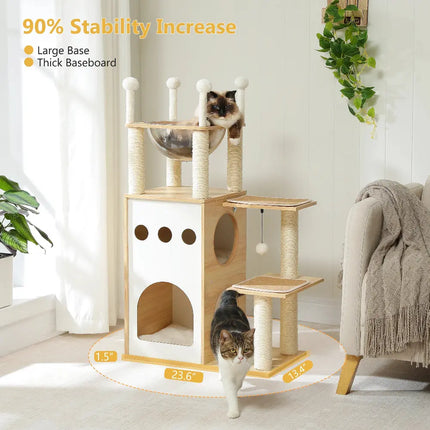 MyGiftHome Modern Cat Tower with Condos and Clear Capsule Nest
