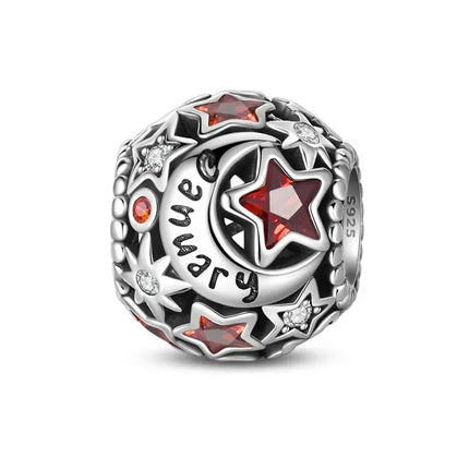 MyGiftHome 925 Sterling Silver Birthstone Beads for DIY Jewelry-January