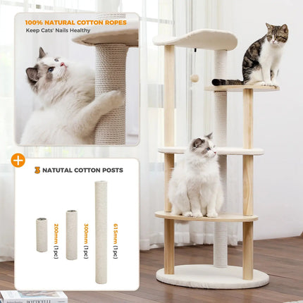 MyGiftHome 5-Layer Wooden Cat Tree Tower with Scratching Post
