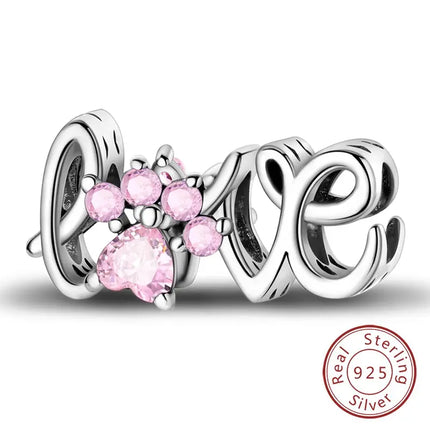 MyGiftHome S925 Silver Pink Charms DIY Jewerlry Accessories