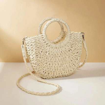 MyGiftHome Women's Handwoven Straw Handbag Crossbody Shoulder Bag-Beige