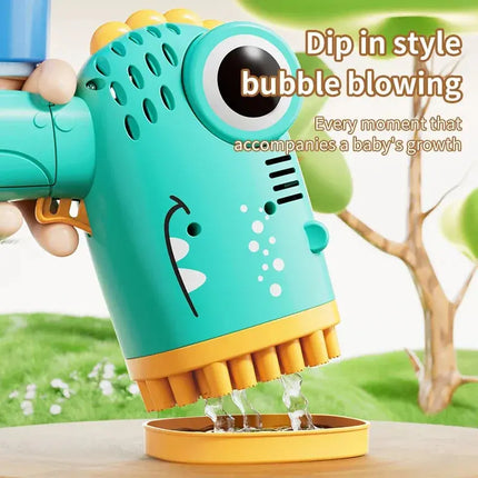 MyGiftHome Dinosaur Bubble Gun 40 Pores Continuous Bubble Making