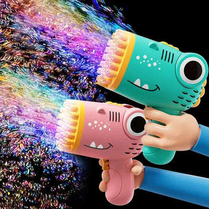 MyGiftHome Dinosaur Bubble Gun 40 Pores Continuous Bubble Making