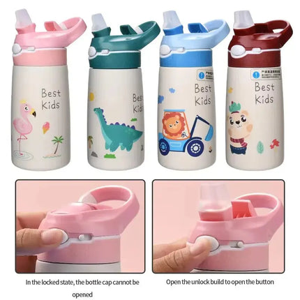 MyGiftHome 14oz Cartoon Kids Thermos Bottle with Safty Lock
