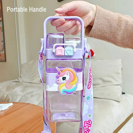 MyGiftHome 18oz Kids Square Water Bottle with Dual-Spout Design MyGiftHome