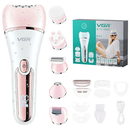 MyGiftHome 6-in-1 Electric Women Epilator-Pink