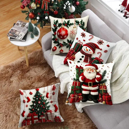 MyGiftHome Christmas Pillow Covers Santa Tree Ornament & Snowman Patterns