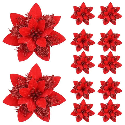 MyGiftHome Poinsettia Artificial Christmas Flowers Decoration-Red