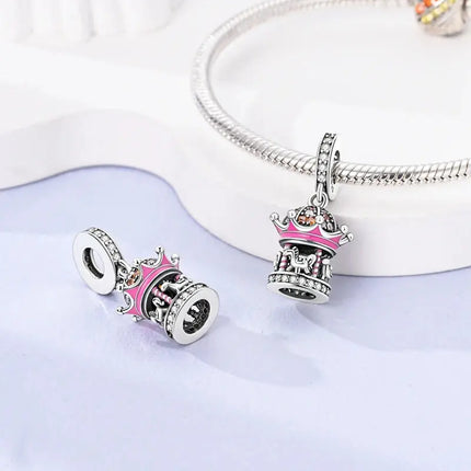 MyGiftHome S925 Silver Pink Charms DIY Jewerlry Accessories