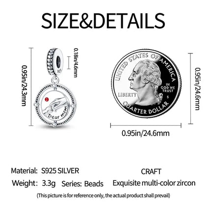 MyGiftHome S925 Silver Parent-Child Pendants for DIY Jewelry