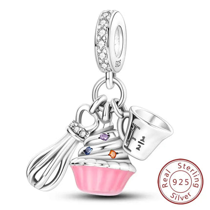 MyGiftHome S925 Silver Pink Charms DIY Jewerlry Accessories