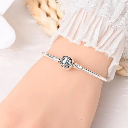 MyGiftHome S925 Silver Bangle Bracelet with Pendant