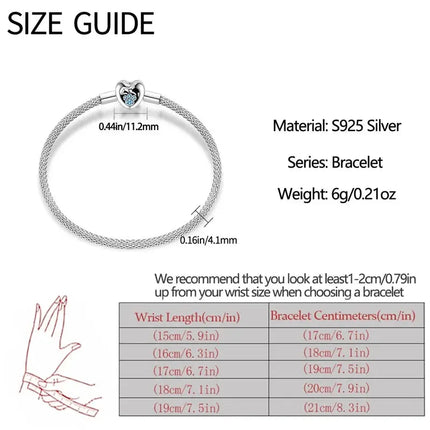 MyGiftHome S925 Silver Mesh Chain Bracelet with Pendant