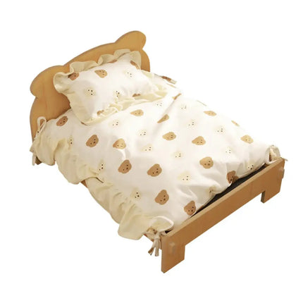 MyGiftHome Cat Bed with Quilt Wooden Indoor Pet Bed