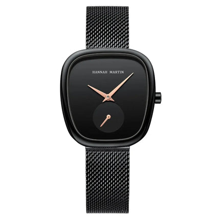 MyGiftHome Women’s Quartz Watch Classic Barrel Design-Black Dial and Strap