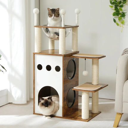 MyGiftHome Modern Cat Tower with Condos and Clear Capsule Nest