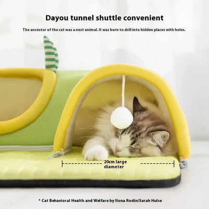 MyGiftHome Cat Tunnel Sleeping Mat Monster Design-Green
