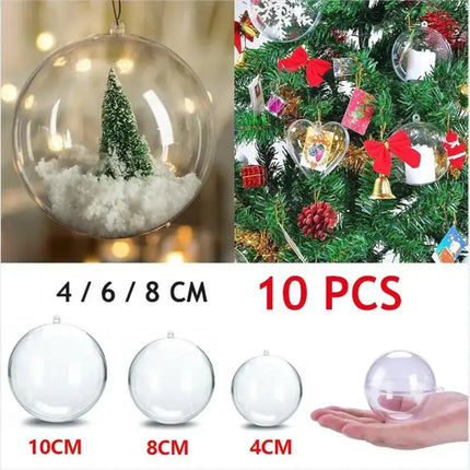 MyGiftHome Christmas Transparent Ball Plastic Christmas Trees Open Ball Box