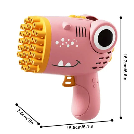MyGiftHome Dinosaur Bubble Gun 40 Pores Continuous Bubble Making-Pink