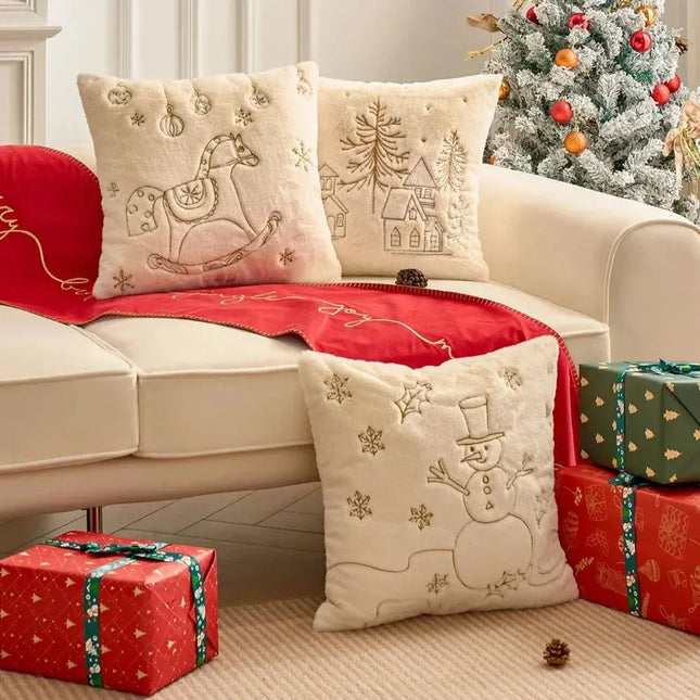 MyGiftHome Christmas Embroidered Cushion Cover Pillowcase