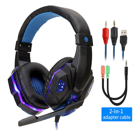 MyGiftHome Wired Stereo Gaming Headset with Microphone-Black Blue