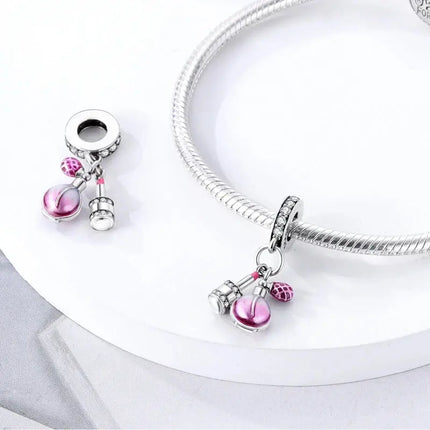 MyGiftHome S925 Silver Pink Charms DIY Jewerlry Accessories
