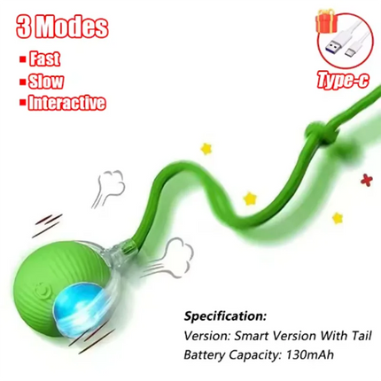 MyGiftHome Automatic Interactive Cat Toy Ball-Green with Rope