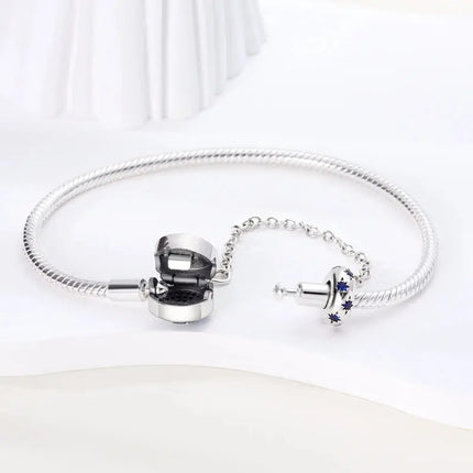 MyGiftHome S925 Silver Twisted Cable Bracelet with Pendant and Chain