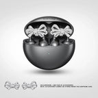 Black Earphone + Silver Bow