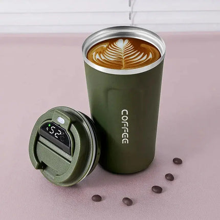MyGiftHome 15oz Thermos Cup with Temperature Display-New Green