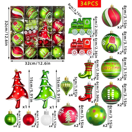 MyGiftHome Grinch Christmas Ball Decorations Xmas Tree Ornaments-34PCS