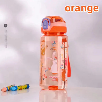 MyGiftHome 20oz Plastic Kids Sippy Cup with Silicone Straw-Orange