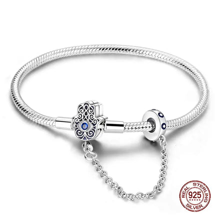 MyGiftHome S925 Silver Twisted Cable Bracelet with Pendant and Chain-Style 6