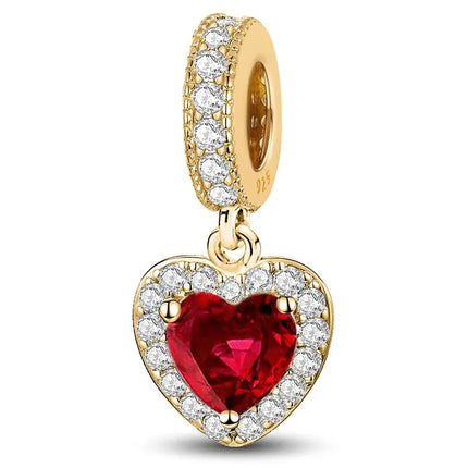 MyGiftHome 925 Sterling Silver Love Heart Charms-Style 5