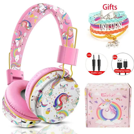 MyGiftHome Dinosaur Kids Headphones Wirless Bluetooth Headset-Pink