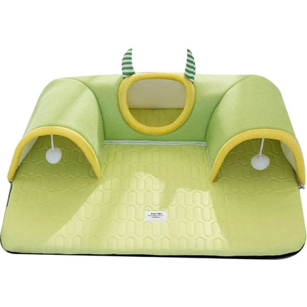 MyGiftHome Cat Tunnel Sleeping Mat Monster Design-Green