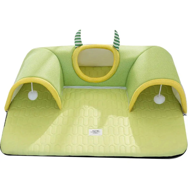 MyGiftHome Cat Tunnel Sleeping Mat Monster Design-Green