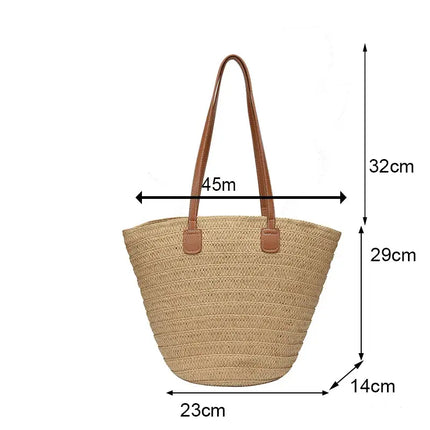 MyGiftHome Women's Large Shoulder Bag Straw Woven Beach Bag