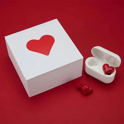 MyGiftHome Heart Shaped Earbuds Bluetooth Wirelessm Earphones-Red